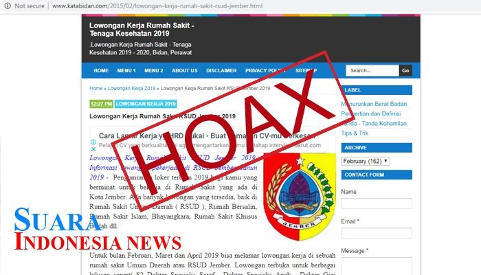 Hoax Lowongan Kerja RSD. Soebandi Jember 2019