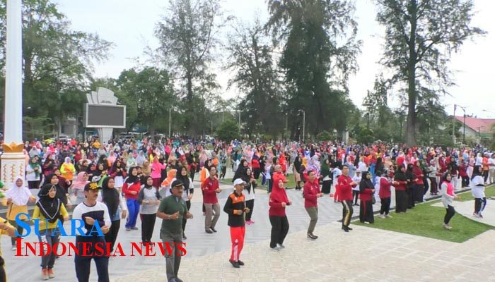Dinsos Kota Langsa Senam Bareng Bersama KPM PKH
