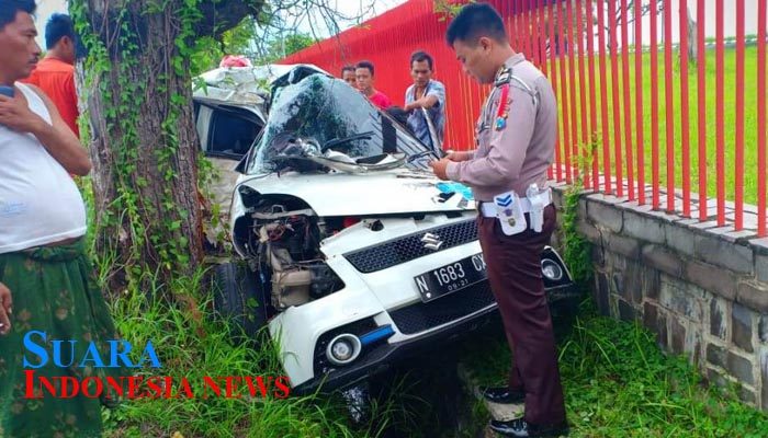 Tabrak Pohon Asam, Pengemudi Suzuki Swift Alami Patah Tulang