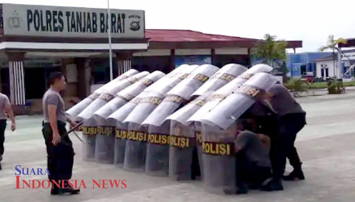 Hadapi Pemilu 2019, Sabhara Polres Tanjab Barat Laksanakan Latihan Dalmas