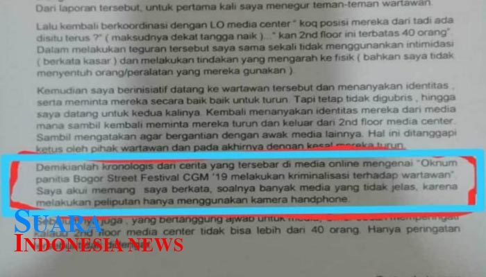 Panitia CGM Sebut Wartawan Yang Meliput Menggunakan Kamera Handpone, Wartawan Tidak Jelas