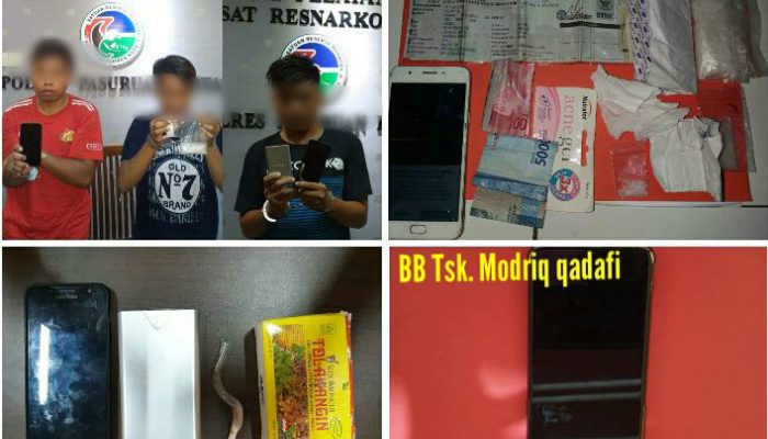 Bawa Sabu, 3 Pemuda Asal Panggungrejo Diringkus Satreskoba Polresta Pasuruan