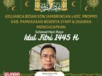 Keluarga Besar SDN Jambringin 3 Kec. Proppo Pamekasan Beserta Staf dan Jajaran  Mengucapkan  Selamat Hari Raya idul Fitri 1445 M / 2024 M