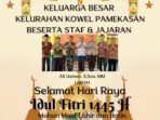Keluarga Besar Kelurahan Kowel Kec. Pamekasan Beserta Staf dan Jajaran  Mengucapkan  Selamat Hari Raya idul Fitri 1445 M / 2024 M