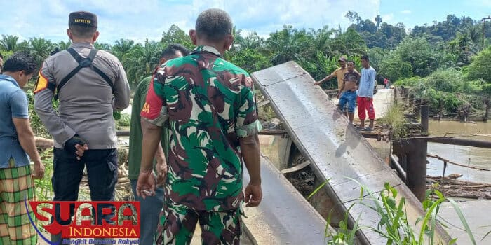 Upaya Penanganan Cepat, Polsek Pante Bidari Tinjau Jembatan Ambruk Desa Sijudo