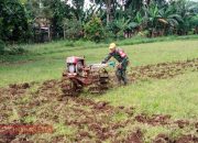 Gunakan Traktor, Serda Imam Buhari Bantu Petani Bajak Sawah