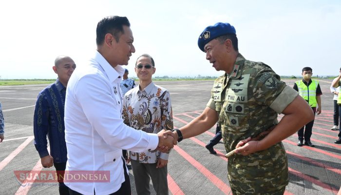 Danlanud Abd Saleh Sambut Kedatangan Menko Bidang Infrastruktur dan Pembangunan Kewilayahan