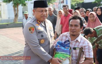 Polres Bagikan 800 Karung Beras Gratis untuk Ojol, Tukang Becak, dan PKL di Pamekasan