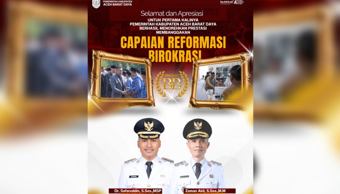 Indeks Reformasi Birokrasi Pemkab Abdya Raih Predikat “BB”, Bupati Safaruddin Sebut Hadiah HUT ke-24